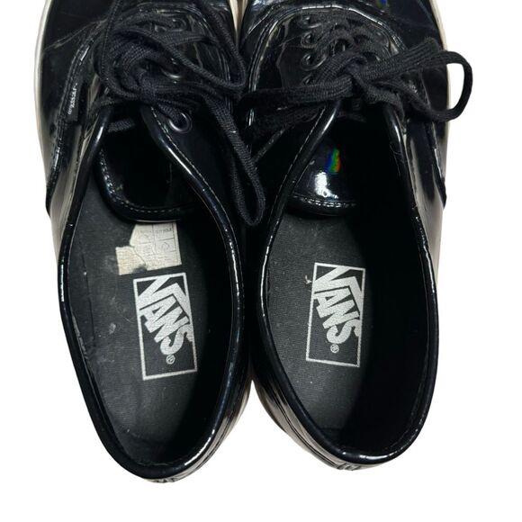 Vans Men's Black Patent Leather Tie Up Lace Up Sneakers Size 10 - Picture 5 of 8